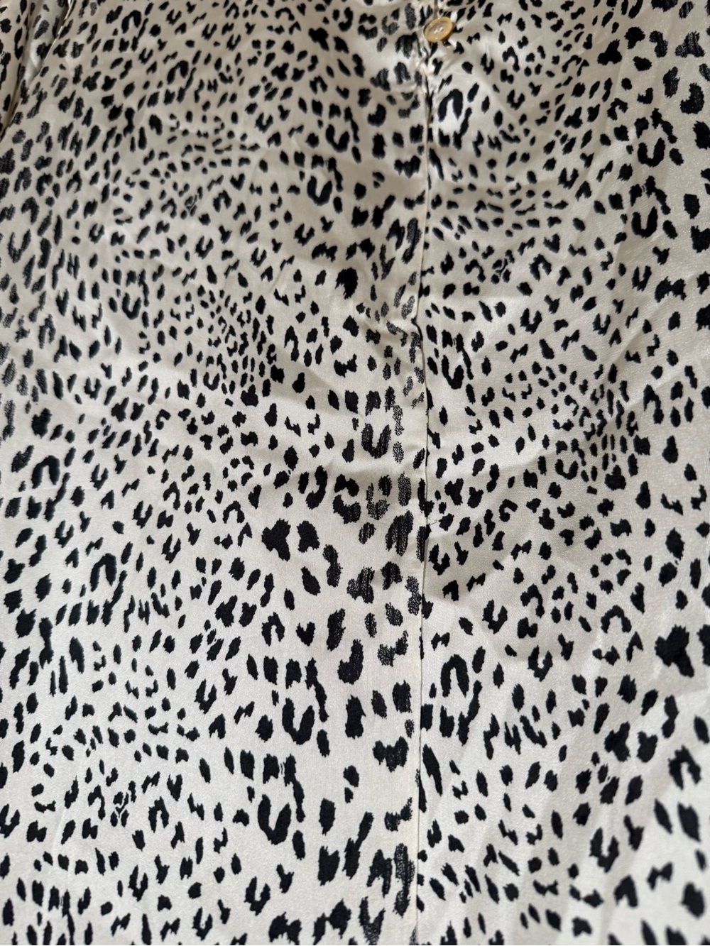 Leopard Satin Cream Leopard Cheetah Print Blouse Women's Medium - Picture 8 of 9